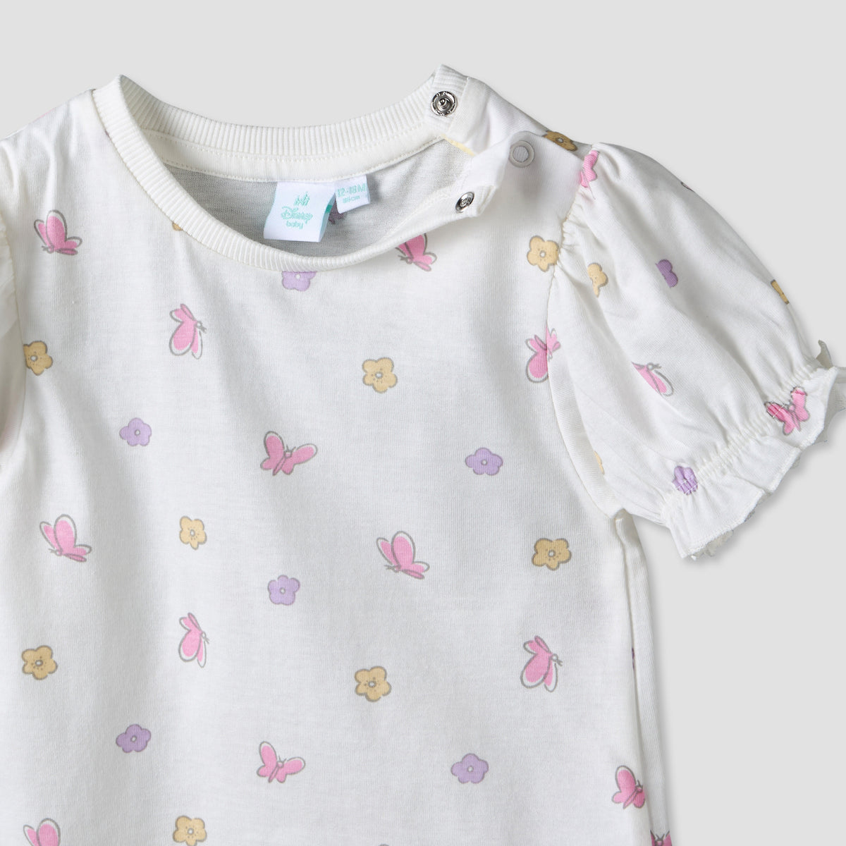 Disney Round Neck Short Sleeves T-shirt and Dungaree Set with Minnie Mouse Print