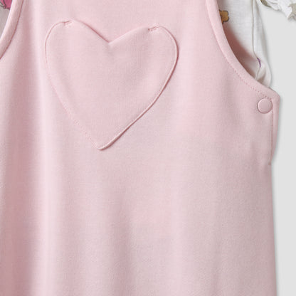 Disney Round Neck Short Sleeves T-shirt and Dungaree Set with Minnie Mouse Print
