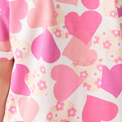 Juniors Crew Neck Short Sleeves T-shirt with Heart Print