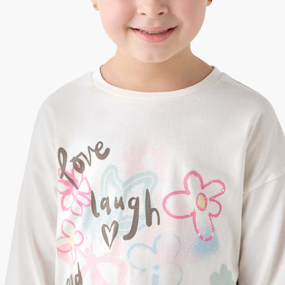 Juniors Crew Neck Long Sleeves T-shirt with Print
