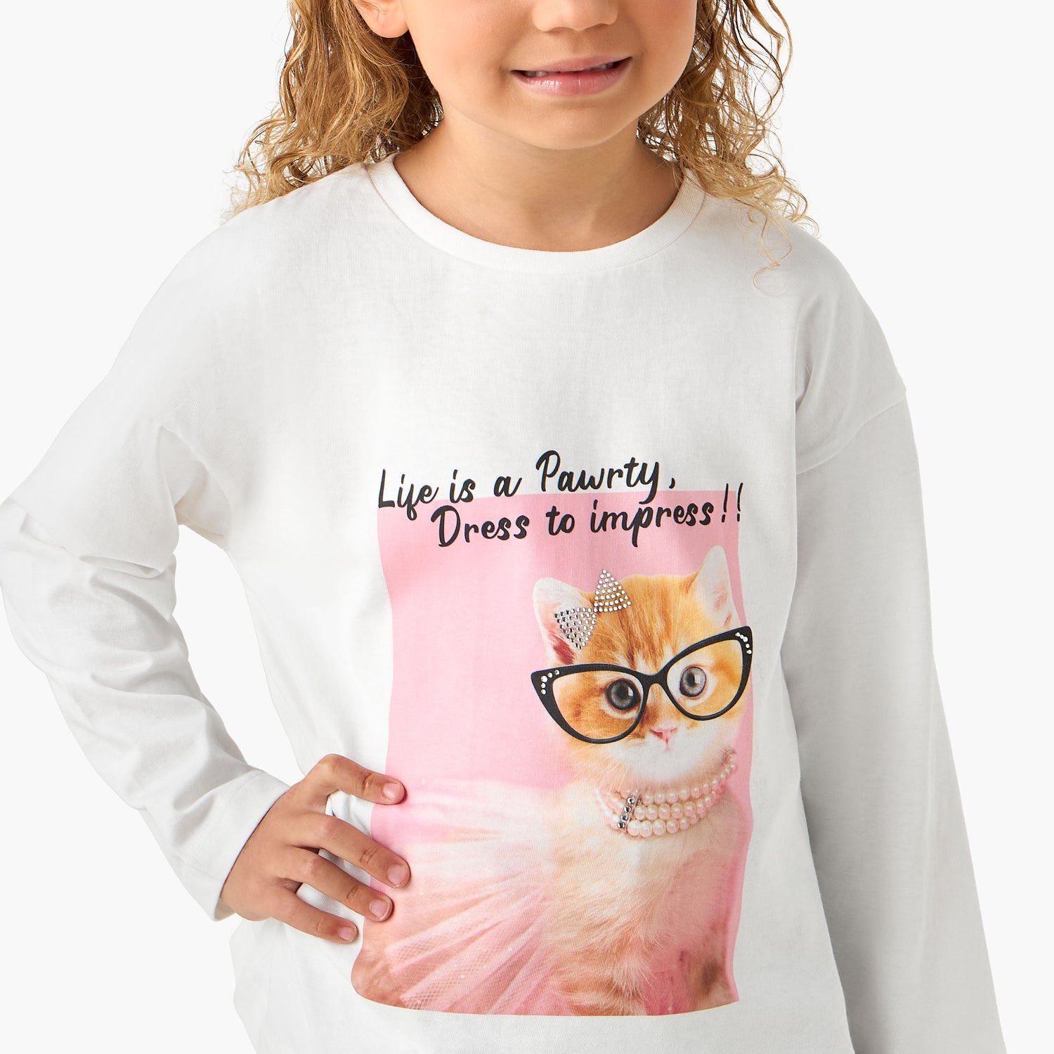 Juniors Crew Neck Long Sleeves T-shirt with Print