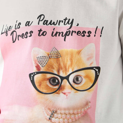 Juniors Crew Neck Long Sleeves T-shirt with Print
