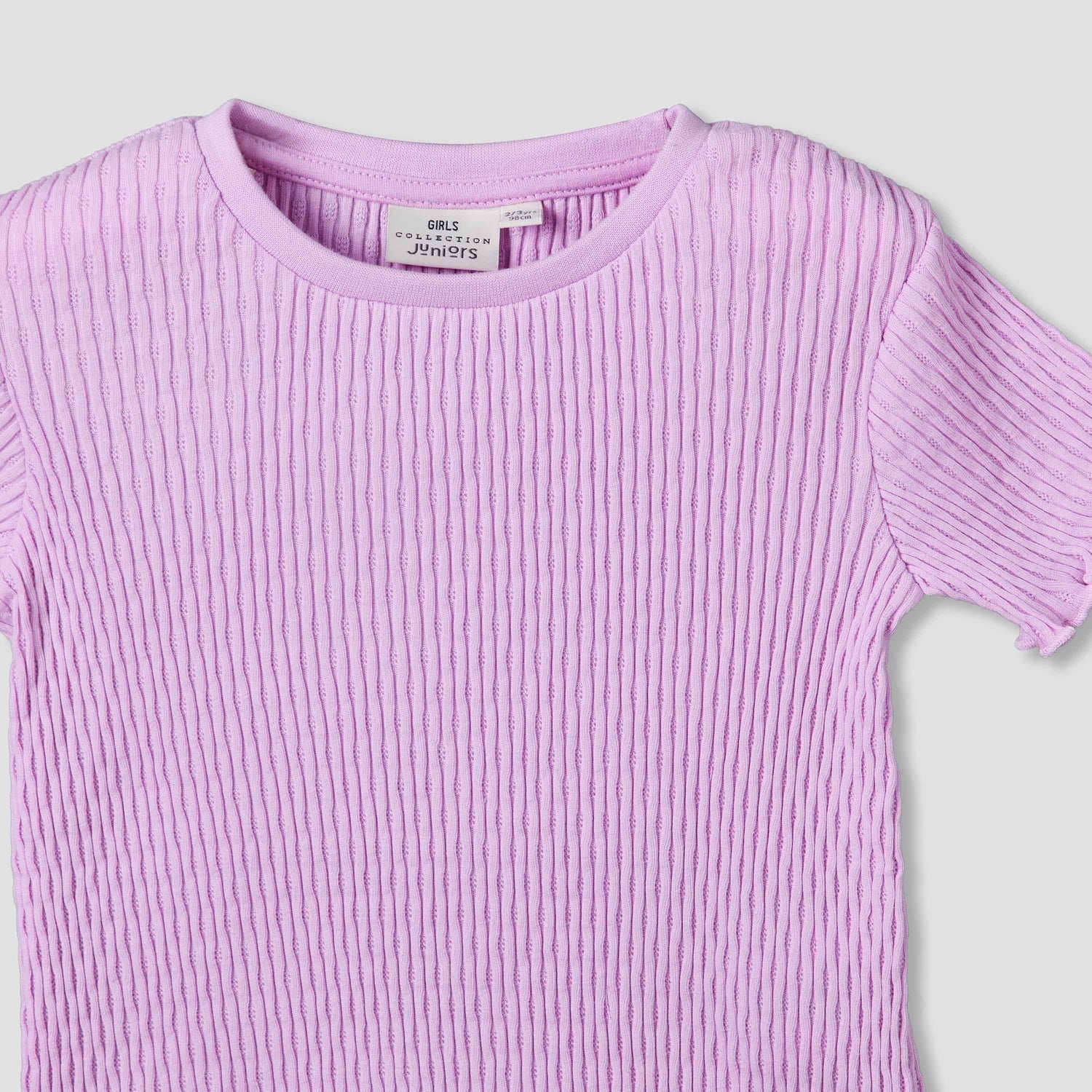 Juniors Crew Neck Short Sleeves T-shirt with Ribbed Design