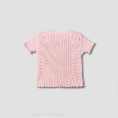 Juniors Crew Neck Short Sleeves T-shirt with Ribbed Design