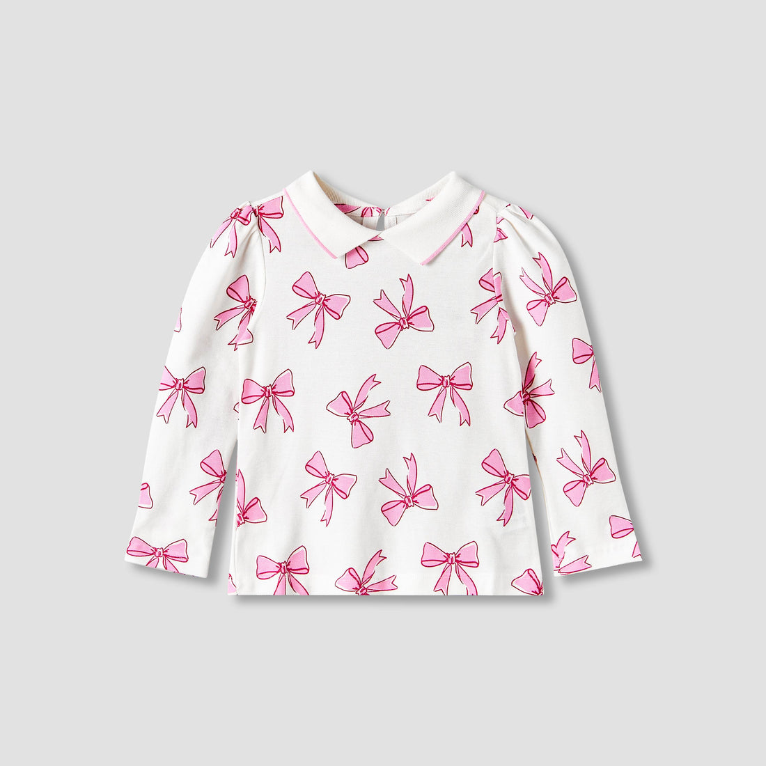 Juniors Collared Long Sleeves Polo T-shirt with Print - White / 1-2 yrs