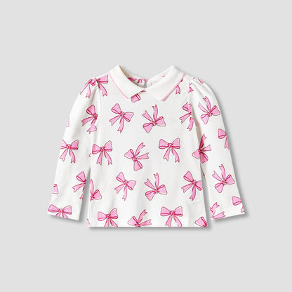 Juniors Collared Long Sleeves Polo T-shirt with Print - White / 1-2 yrs