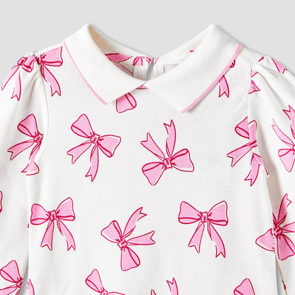 Juniors Collared Long Sleeves Polo T-shirt with Print