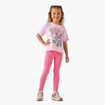 Juniors Crew Neck Short Sleeves T-shirt with Graphic Print