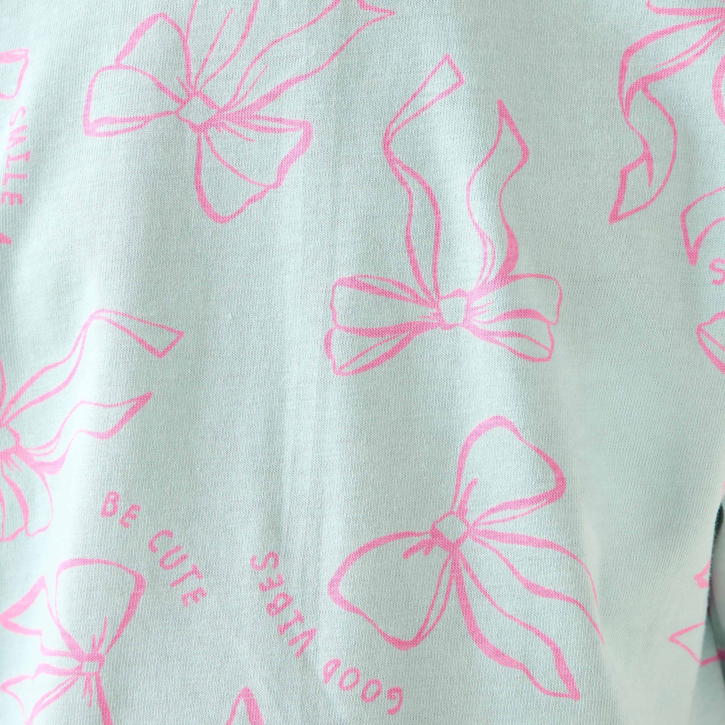 Juniors Crew Neck Short Sleeves T-shirt with Bow Print