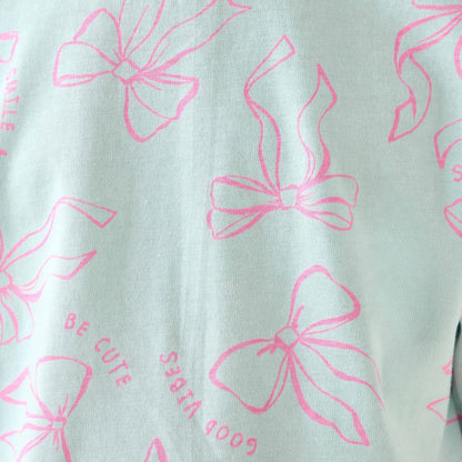 Juniors Crew Neck Short Sleeves T-shirt with Bow Print