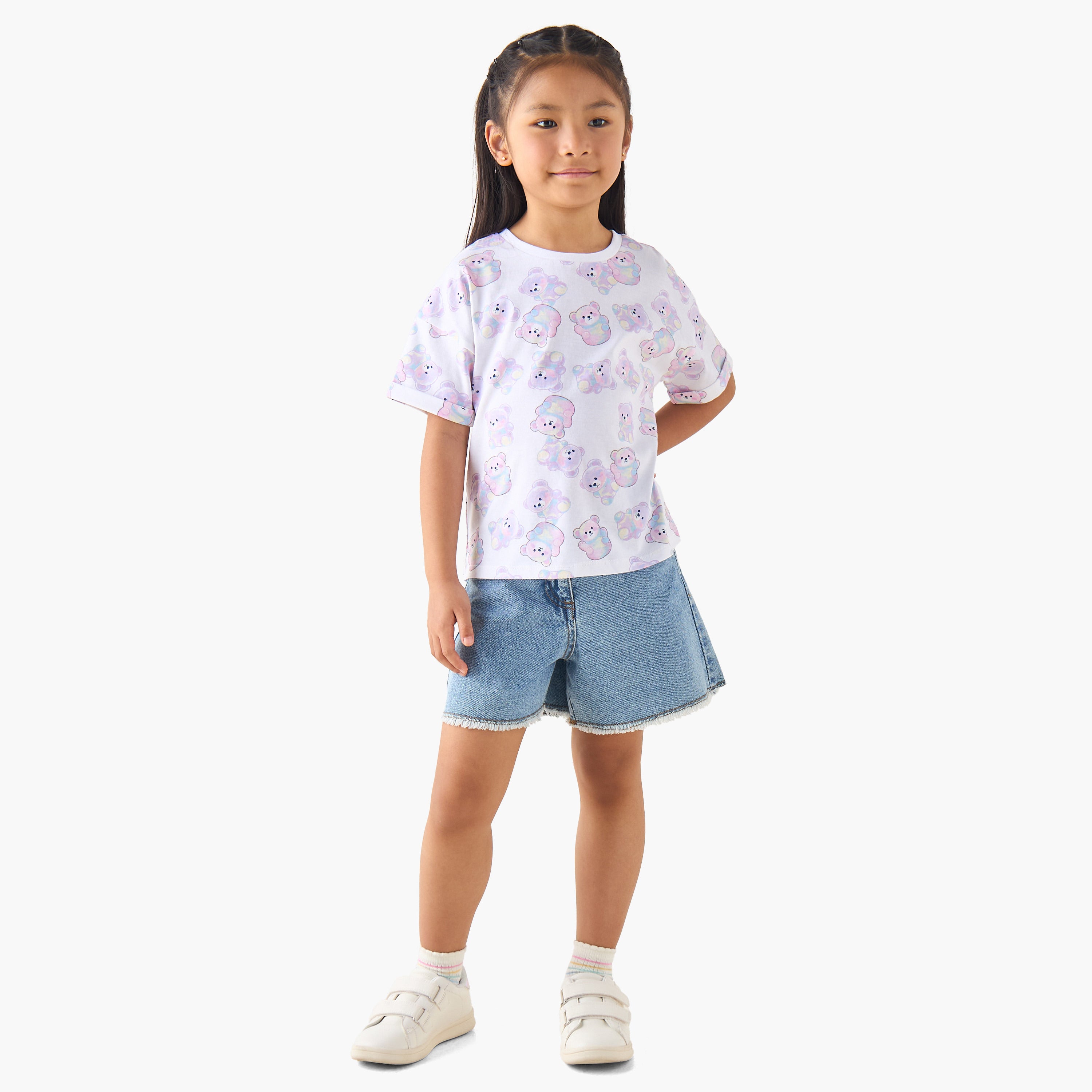 Juniors Crew Neck Short Sleeves T-shirt with Print