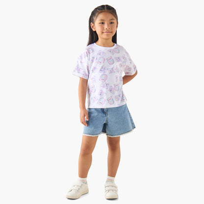 Juniors Crew Neck Short Sleeves T-shirt with Print