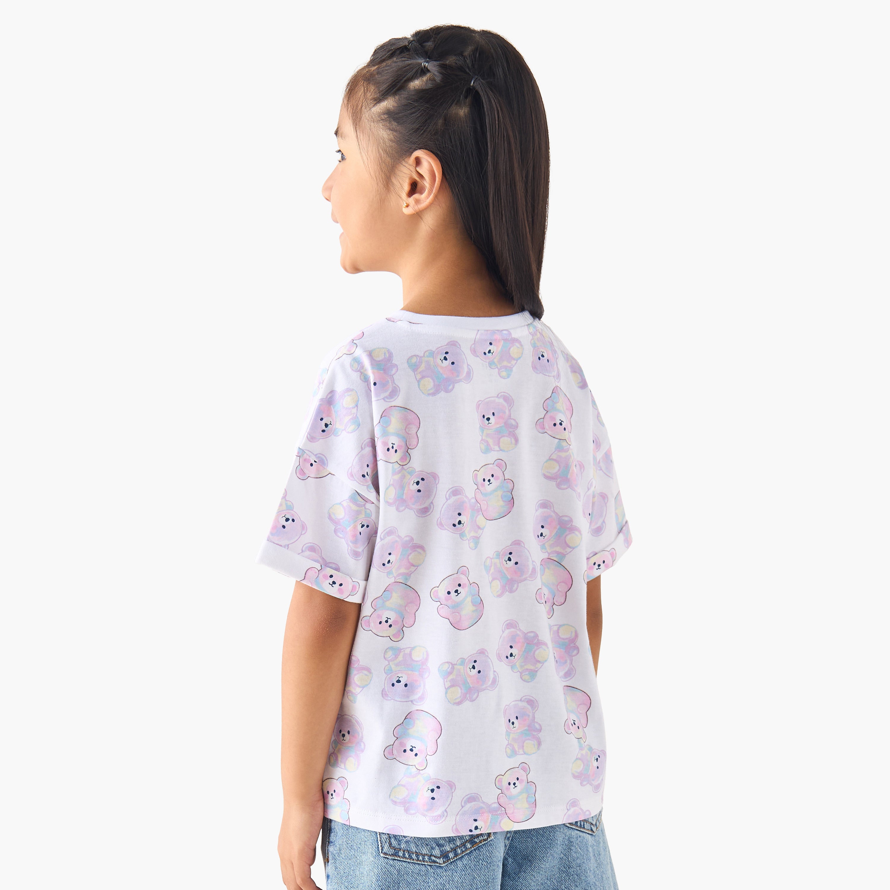Juniors Crew Neck Short Sleeves T-shirt with Print