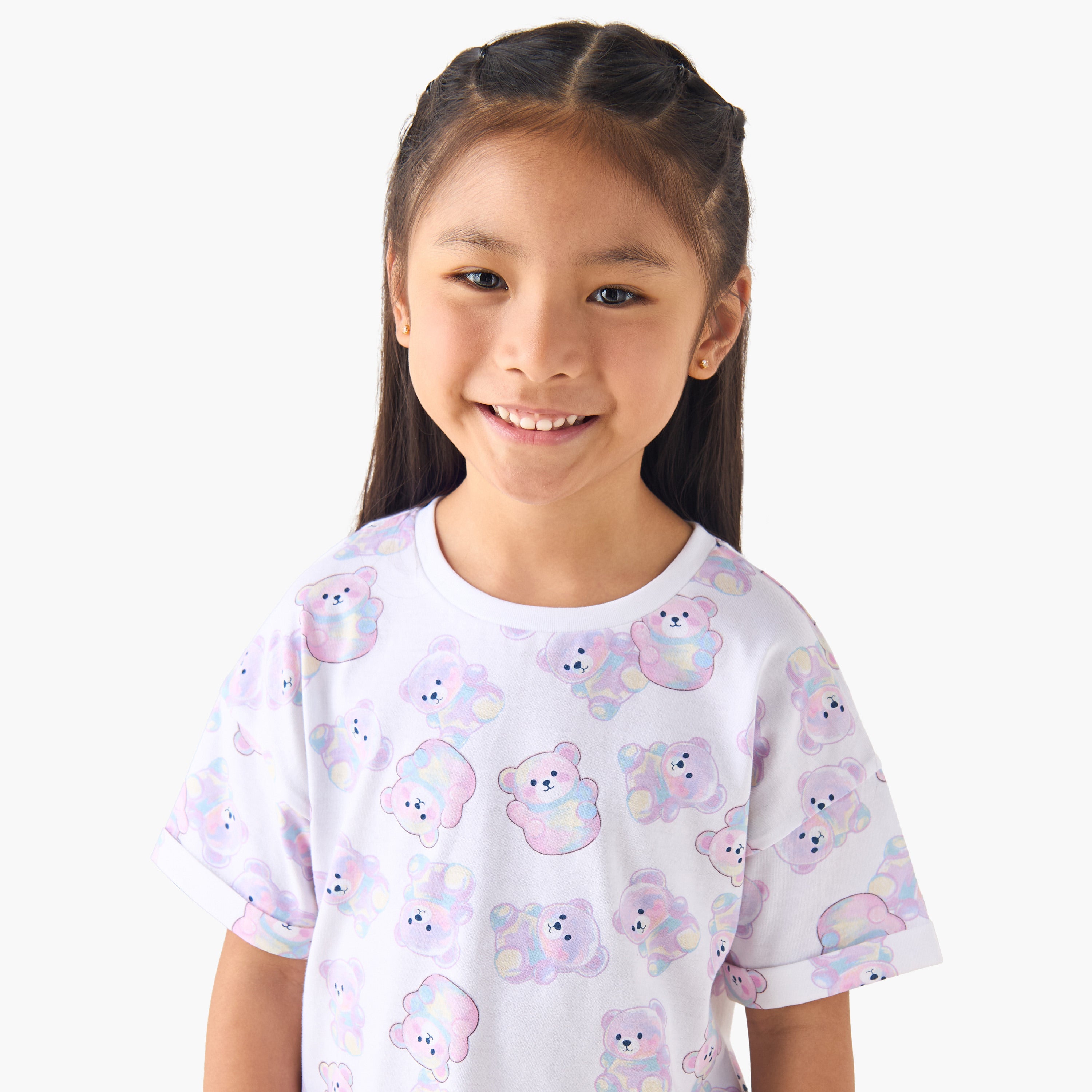 Juniors Crew Neck Short Sleeves T-shirt with Print