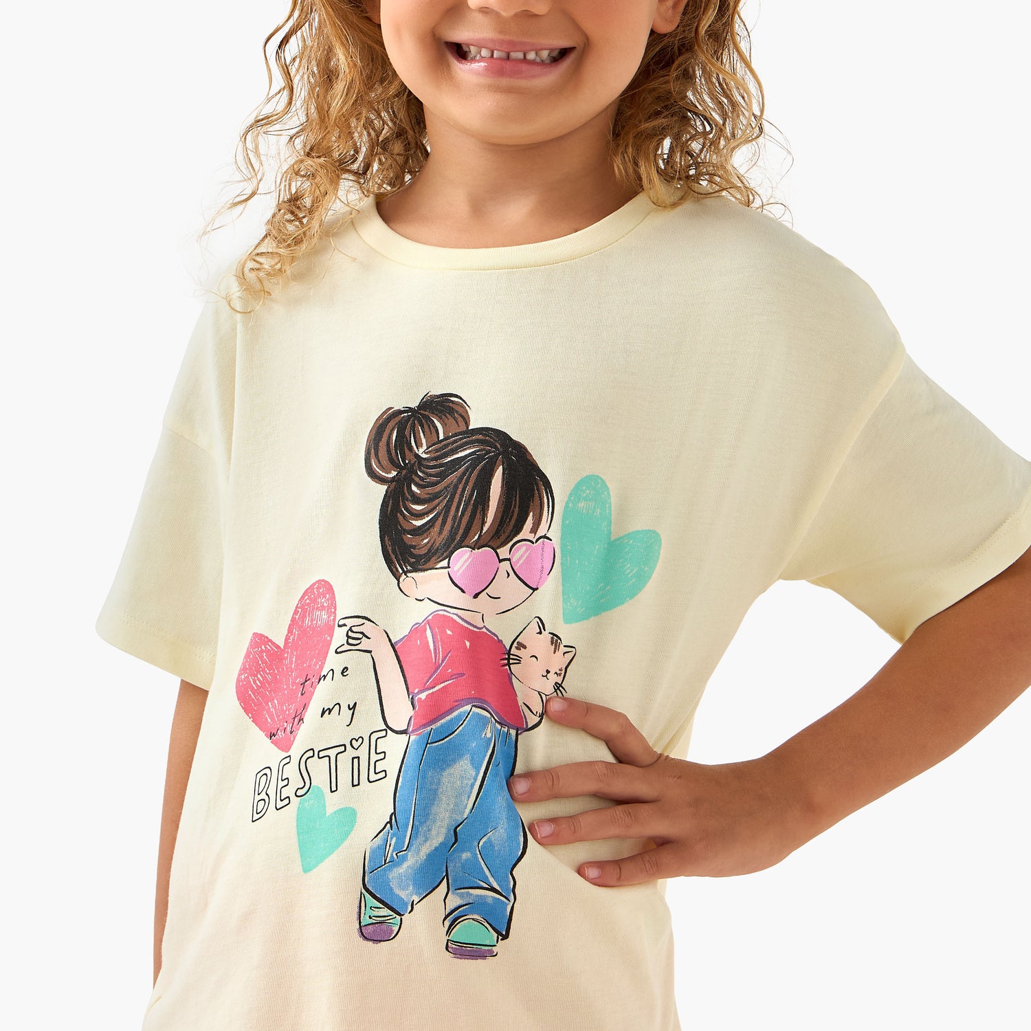 Juniors Crew Neck Short Sleeves T-shirt with Bow Print