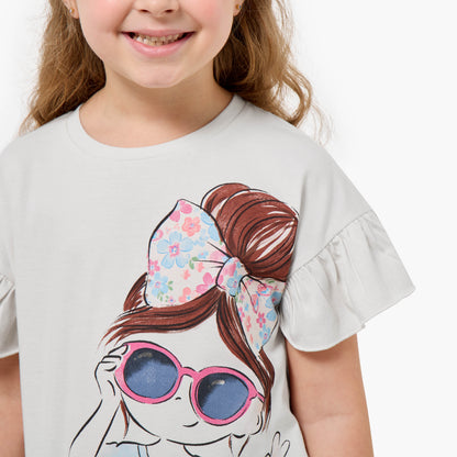Juniors Crew Neck Short Sleeves T-shirt with Graphic Print