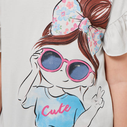 Juniors Crew Neck Short Sleeves T-shirt with Graphic Print