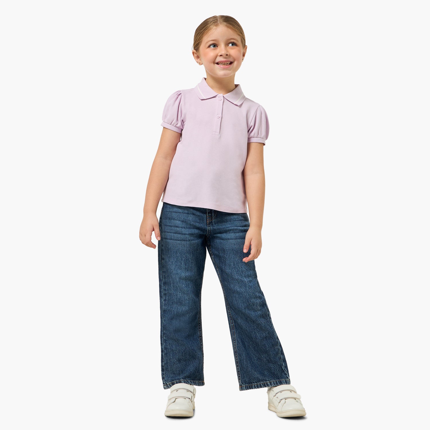 Juniors Collared Short Sleeves Polo T-shirt with Button Placket