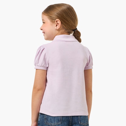 Juniors Collared Short Sleeves Polo T-shirt with Button Placket