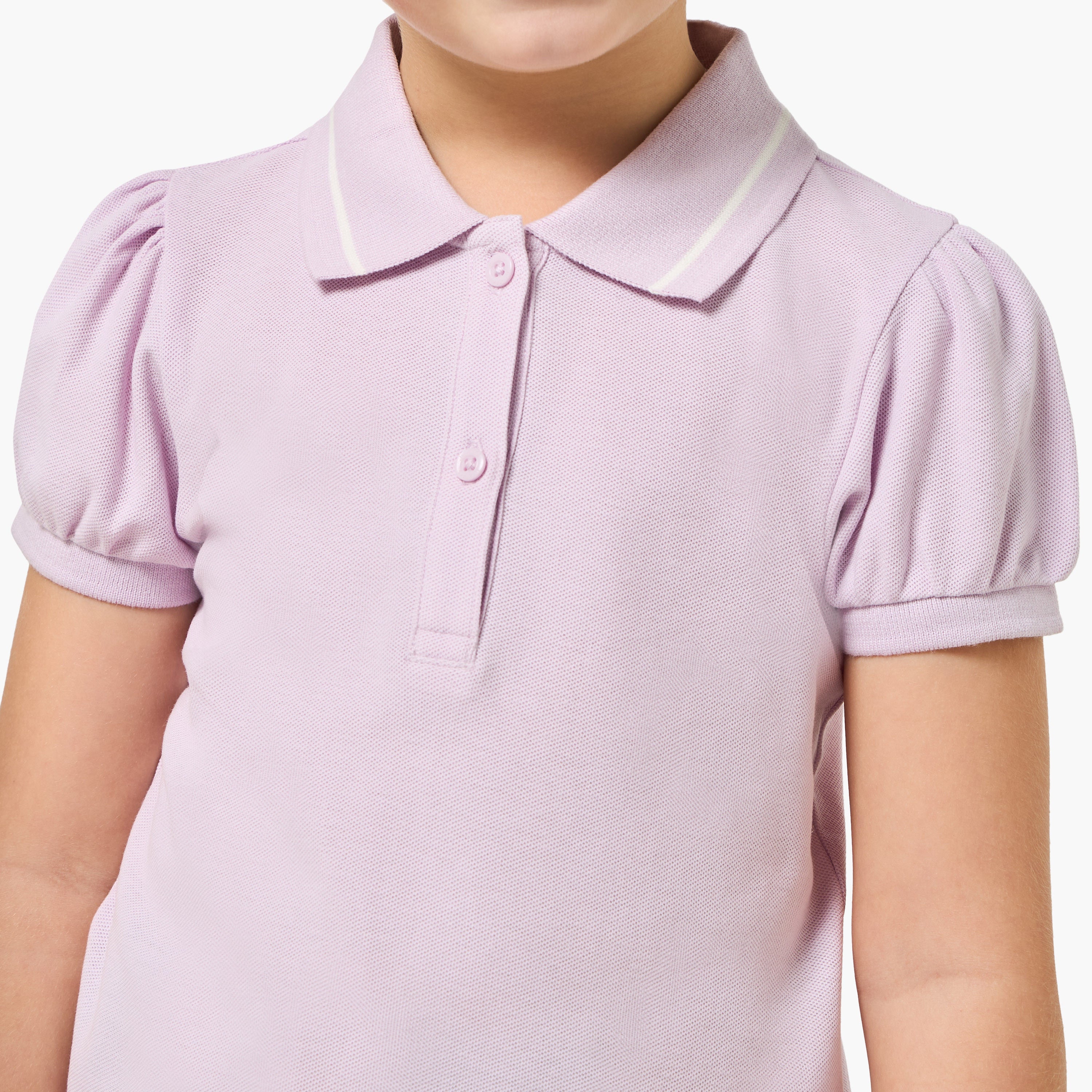 Juniors Collared Short Sleeves Polo T-shirt with Button Placket