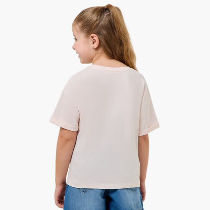 Juniors Round Neck Short Sleeve T-shirt with Embellishment