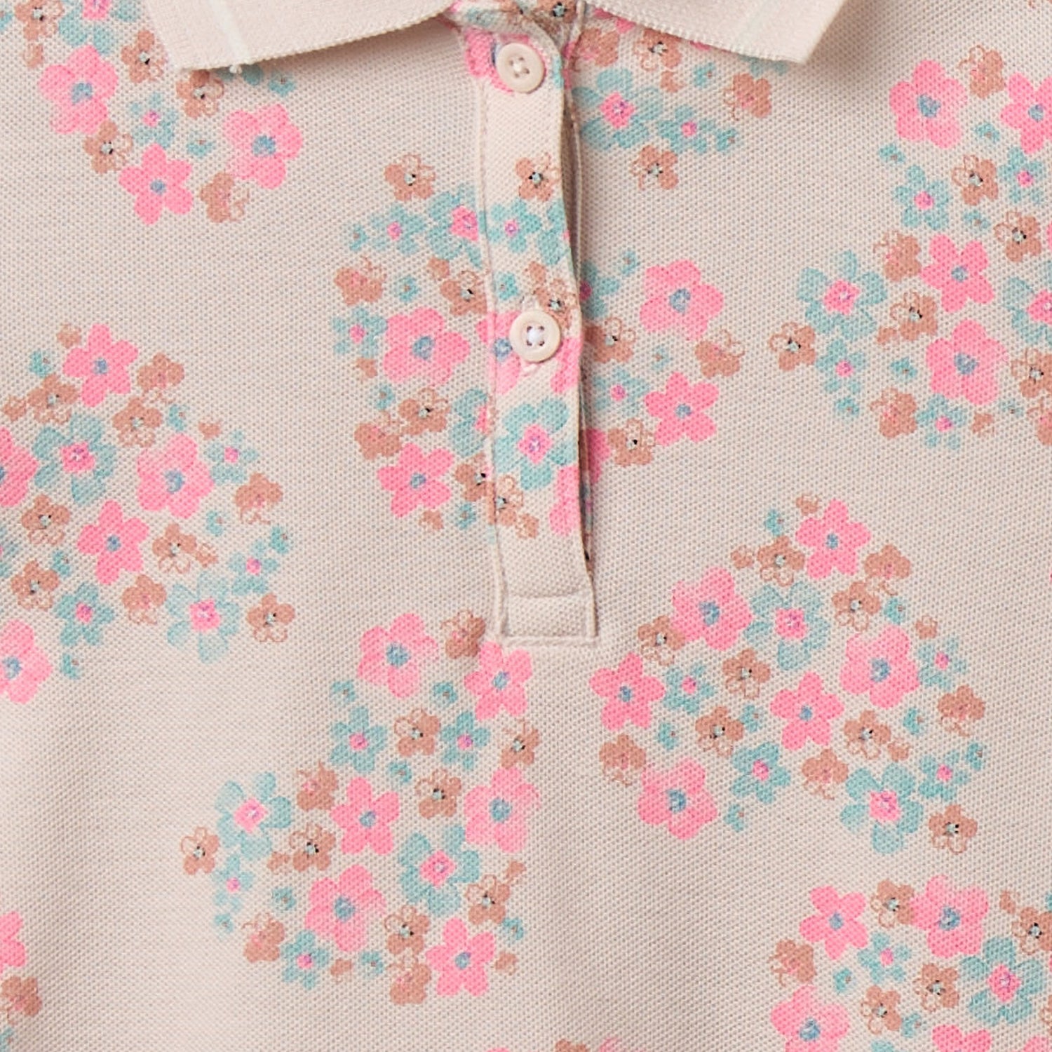 Juniors Collared Short Sleeves Polo T-shirt with Floral Print