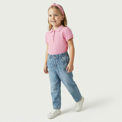 Juniors Collared Short Sleeves Polo T-shirt with Solid Design
