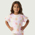 Juniors Crew Neck Short Sleeves T-shirt with Floral Print - White / 1-2 yrs