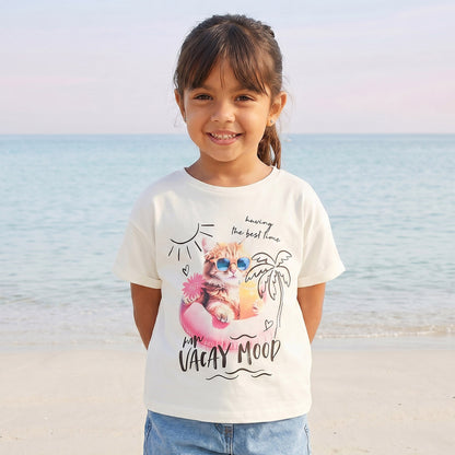 Juniors Crew Neck Short Sleeves T-shirt with Graphic Print - White / 1-2 yrs