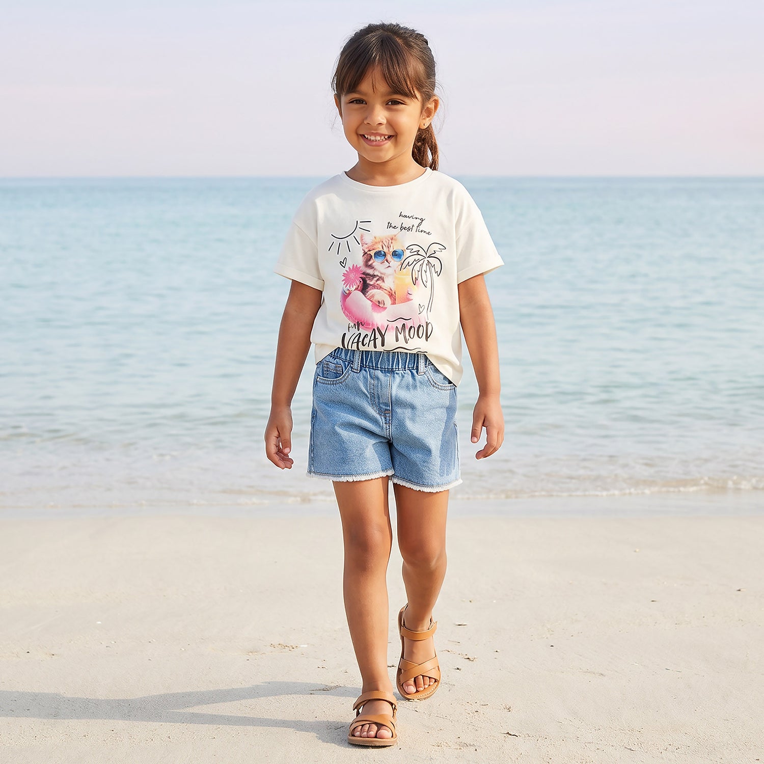 Juniors Crew Neck Short Sleeves T-shirt with Graphic Print