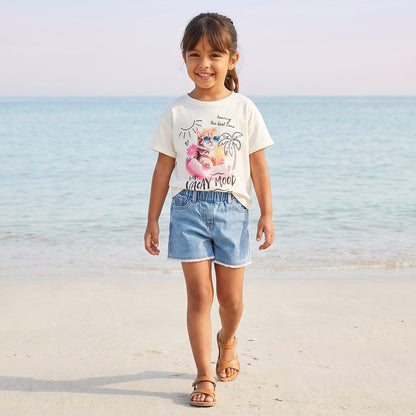 Juniors Crew Neck Short Sleeves T-shirt with Graphic Print