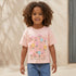 Juniors Crew Neck Short Sleeves T-shirt with Floral Print - Pink / 1-2 yrs
