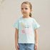 Juniors Round Neck Short Sleeves T-shirt with Flamingo Print - Green / 1-2 yrs