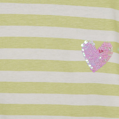 Juniors Crew Neck Short Sleeves T-shirt with Heart Embellishment