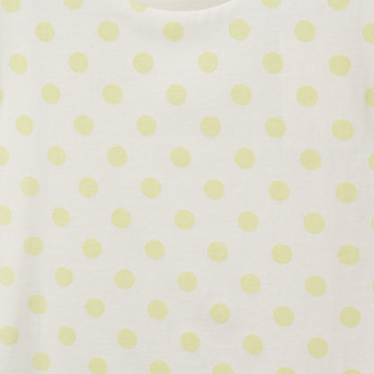 Juniors Round Neck Short Sleeves T-shirt with Polka Dot Print