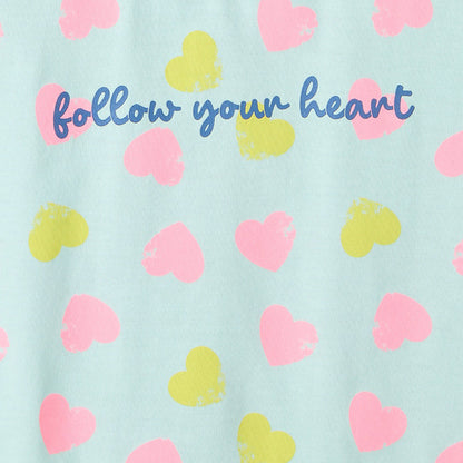 Juniors Crew Neck Short Sleeves T-shirt with Heart Print