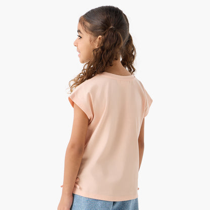 Pack of 2 Juniors Round Neck Short Sleeves T-shirt with Heart Print