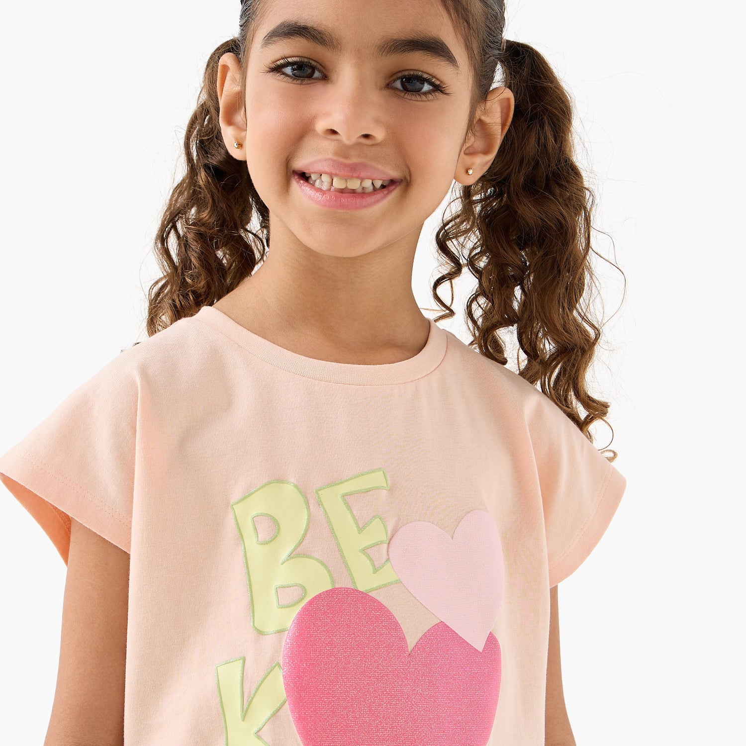Pack of 2 Juniors Round Neck Short Sleeves T-shirt with Heart Print