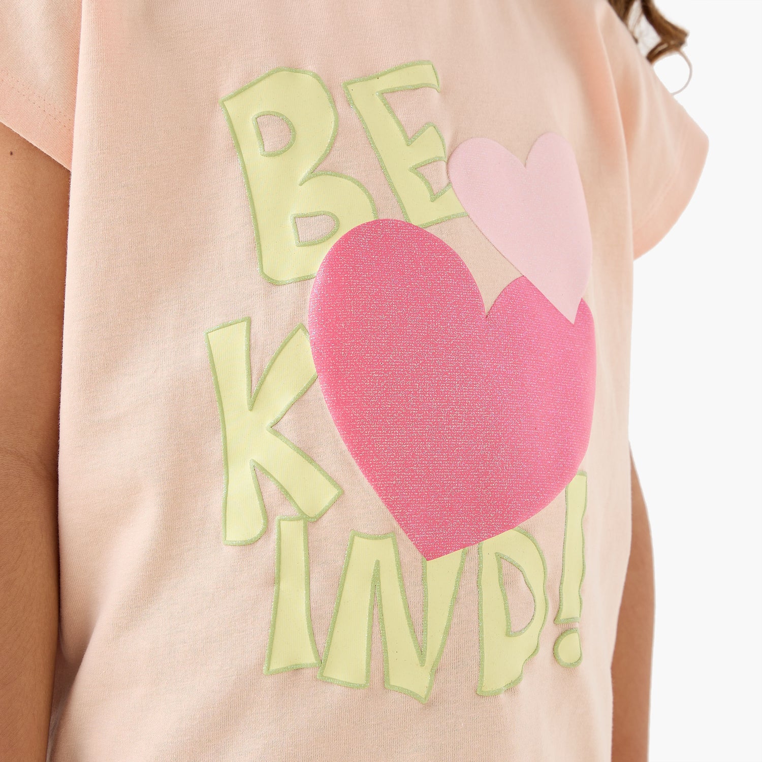 Pack of 2 Juniors Round Neck Short Sleeves T-shirt with Heart Print