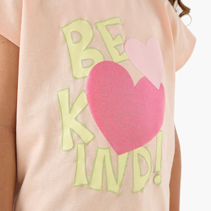 Pack of 2 Juniors Round Neck Short Sleeves T-shirt with Heart Print