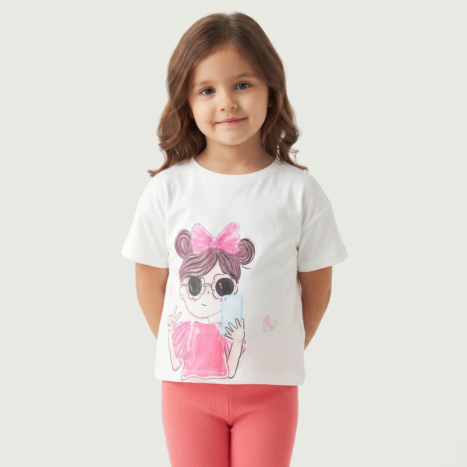 Juniors Crew Neck Short Sleeves T-shirt with Graphic Print - White / 6-7 yrs