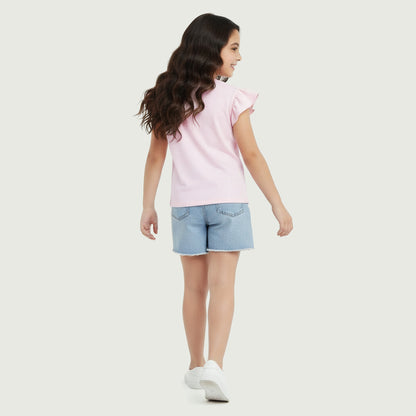 Juniors Crew Neck Short Sleeves T-shirt with Graphic Print