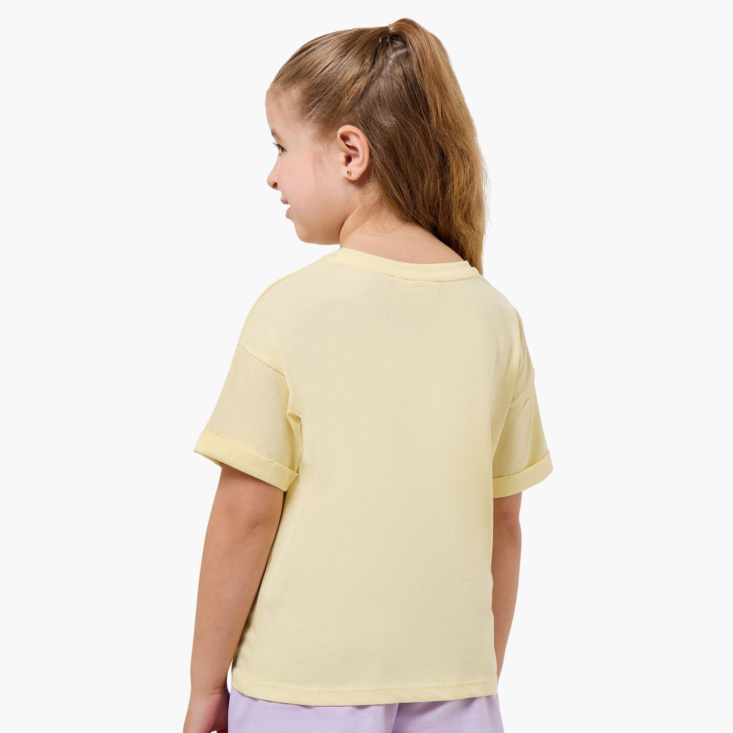Juniors Crew Neck Short Sleeves T-shirt with Floral Sequin Detail