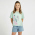 Juniors Crew Neck Short Sleeve T-shirt with Bunny Print - Green / 1-2 yrs