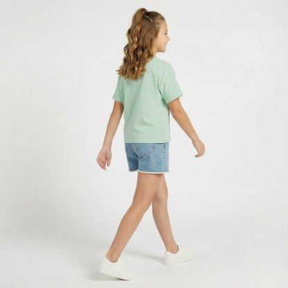 Juniors Crew Neck Short Sleeve T-shirt with Bunny Print