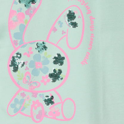 Juniors Crew Neck Short Sleeve T-shirt with Bunny Print