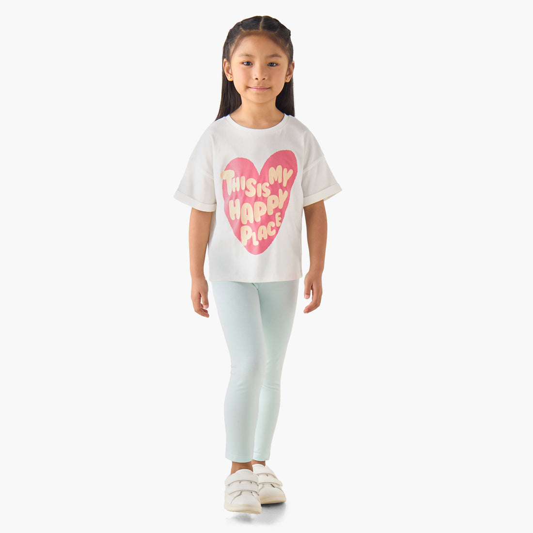 Juniors Crew Neck Short Sleeves T-shirt with Slogan Print