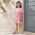 Juniors Round Neck Short Sleeves A-line Dress with Heart Print - Pink / 3-4 yrs