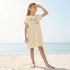 Juniors Round Neck Short Sleeves Skater Dress with Graphic Print - Yellow / 7-8 yrs