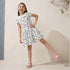 Juniors Peter Pan Collar Short Sleeves A-line Dress with Floral Print - Green / 6-7 yrs